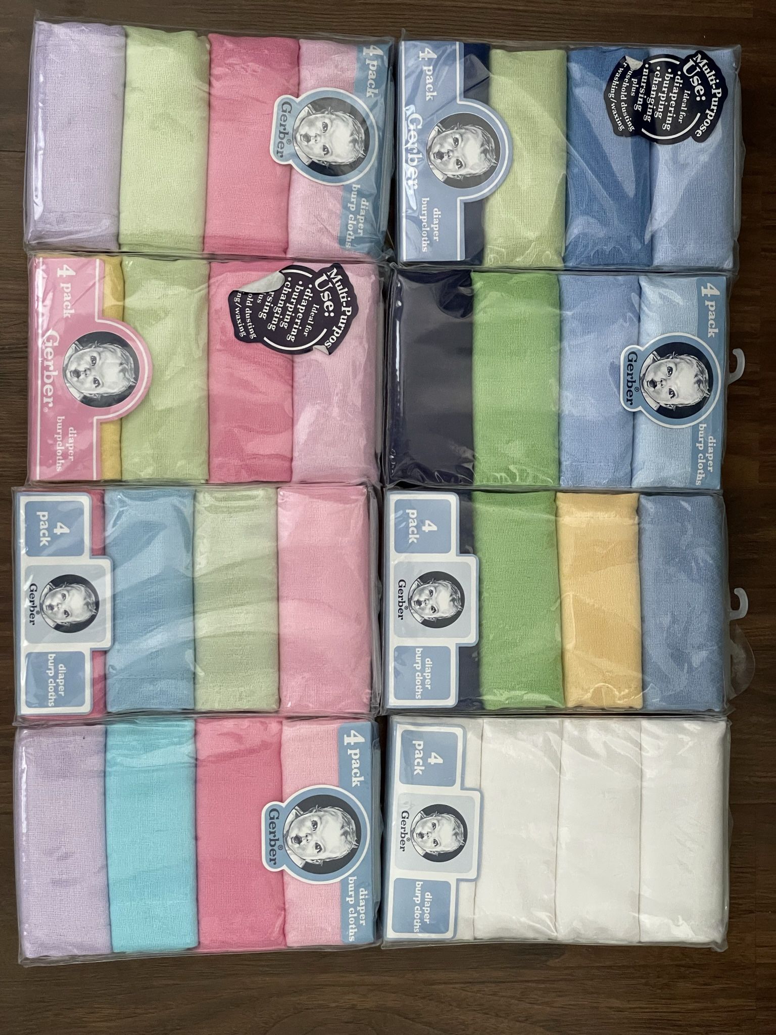 Gerber Diaper Burp Cloths, Colors