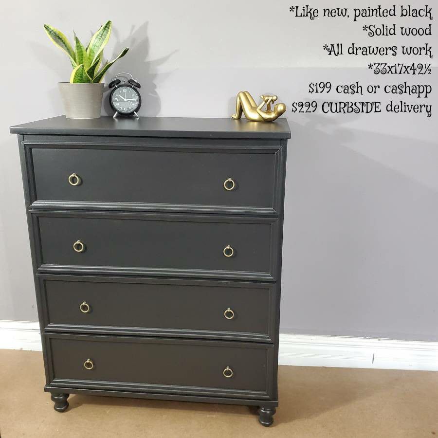 Bombay Co. Black Solid Wood 4dr Chest Dresser (local delivery)