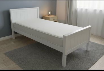 White wood twin size bed frame $75 memory foam gel Mattress $75