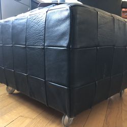 Black Leather Denmark Produced Ottoman