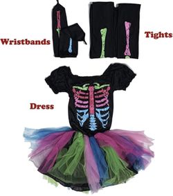 Woman colorful skeleton costume
