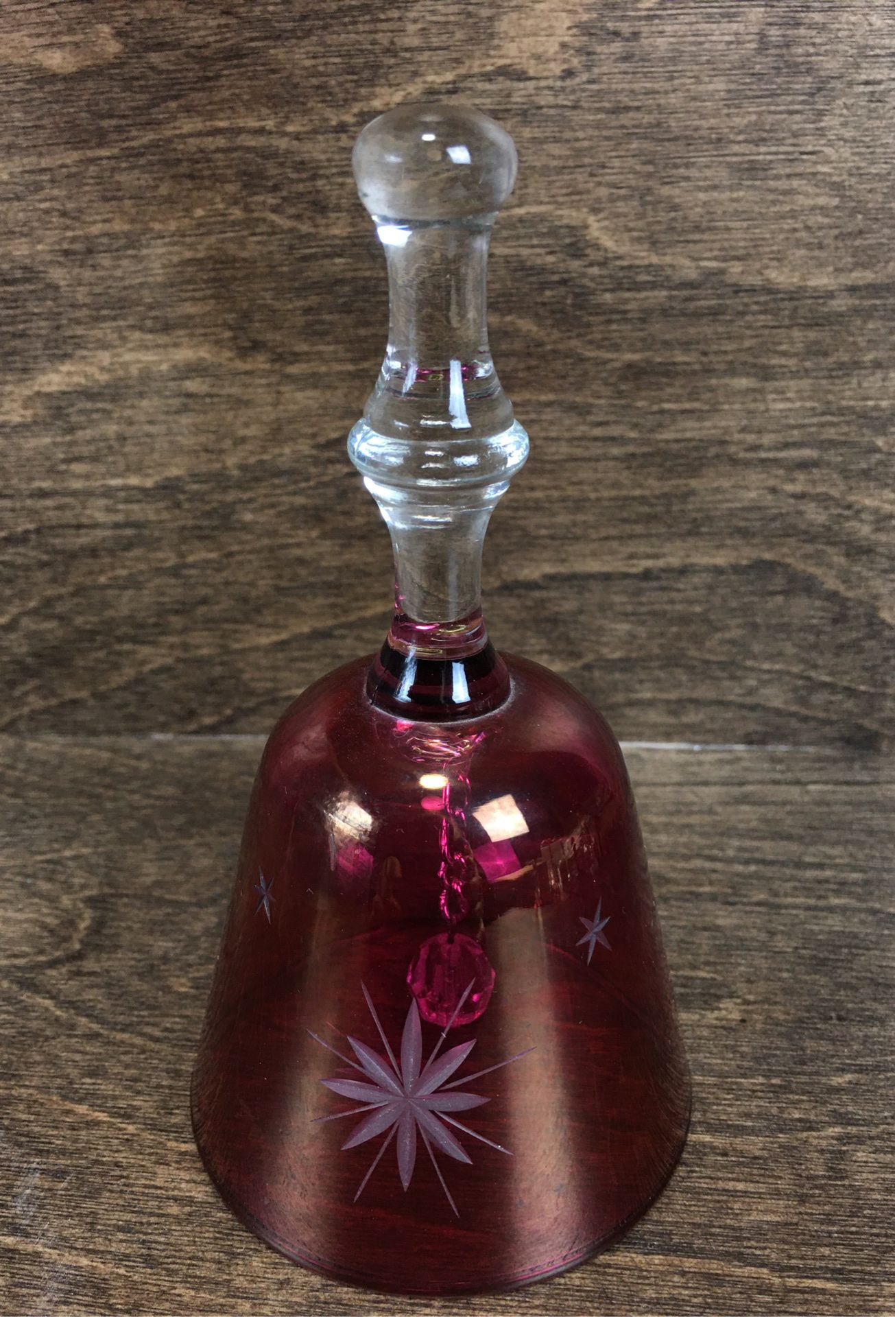 VTG CRYSTAL CRANBERRY RED PETITE GLASS BELL