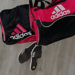 Adidas Sandals Size 6 Duffel Bag And Backpack