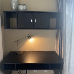 Floating desk and cabinet