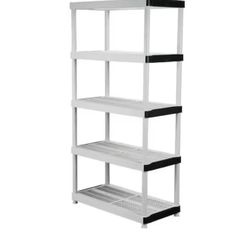 HDX 5-Tier Easy Assembly Multi-purpose Plastic Garage Storage Shelving Unit in Gray (36 in. W x 72 in. H x 18 in. D