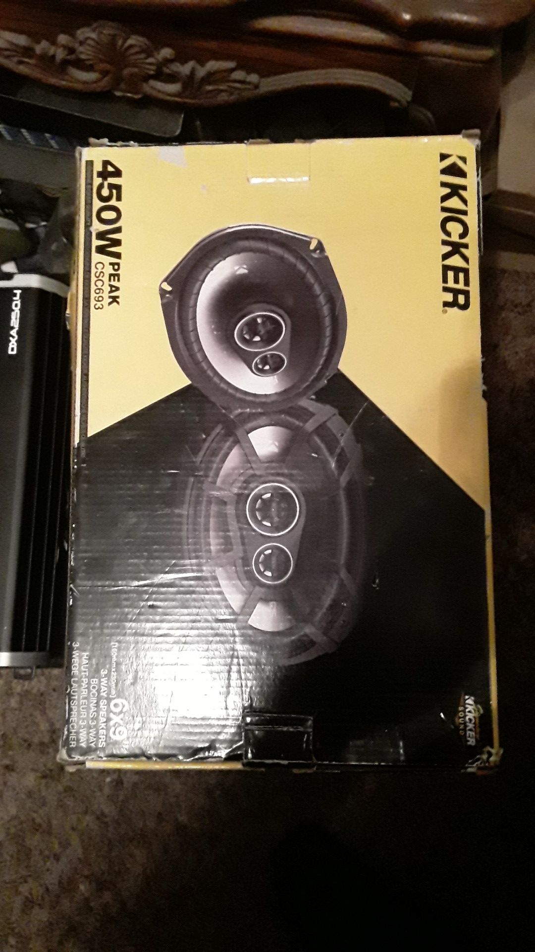 Kicker comp Q subwoofer, kicker 6x9 speakers, kicker 4channel amp for