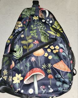 Mushroom Crossbody Bag Backpack Multi Zippers Bottle Holders