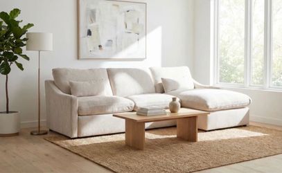 Cream Fabric Reclining Sectional Sofa with Chaise