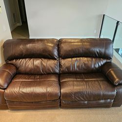 Brown Leather Reclining Sofa for Sale