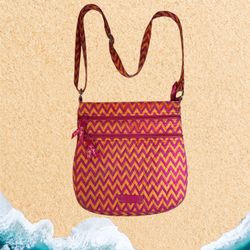 NWOTVera Bradley Crossbody PURSE Triple Zip HIPSTER Ziggy Zags Pink Orange 11x12