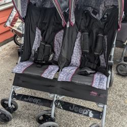 Delta Children's Jeep Side By Side Tandem Double Lightweight Travel Stroller 