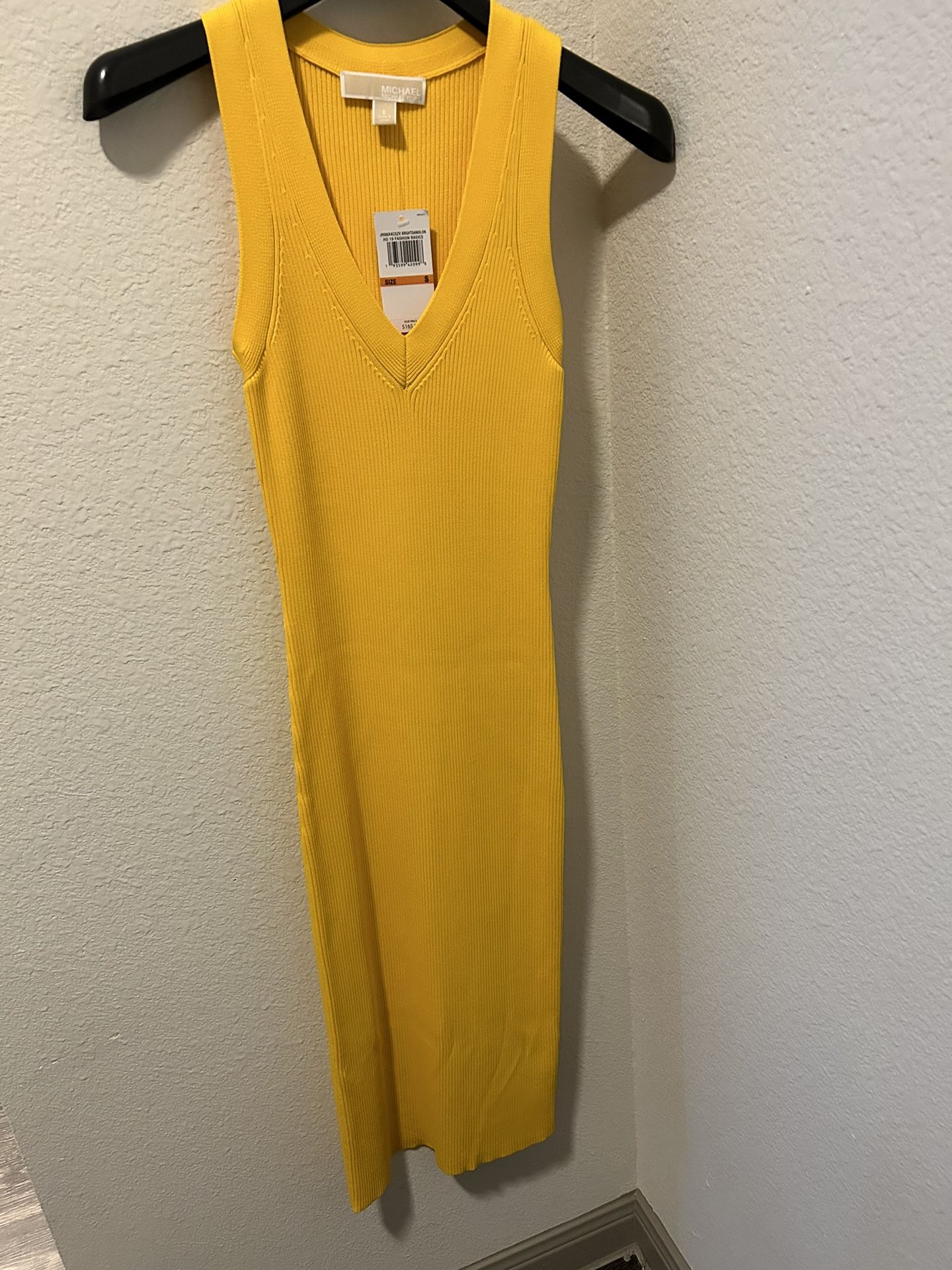 Michael Kors Yellow V-Neck Maxi Dress JH98X4C5ZV Size Small