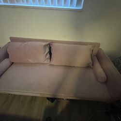 Pink Suede Couch 