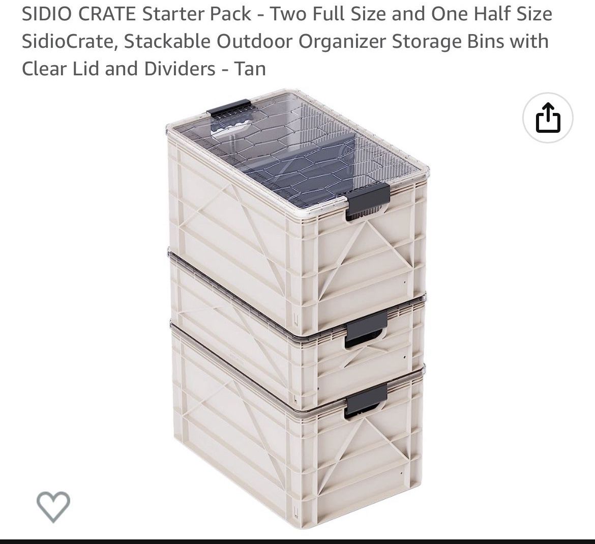 3 Stackable Outdoor Organizer Storage Bins with Clear Lid and