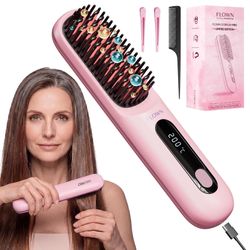 Flown® Original Go Brush PRO - No Damage Heat Brush USB-C Charger (Pink)