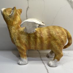 Vintage Winged Tabby Cat Cast Iron Door Stop 12 Pounds 