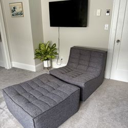 Modular Armless Lounge Chair & Ottoman