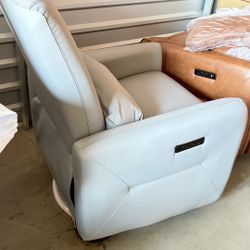 Light blue Swivel and Rocker Power Recliner Chair, Heavy Duty Motion Mechanism with USB and Type-C Ports For Living Room.