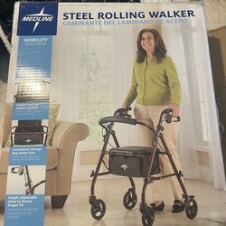 Walker with seat and leg scooter