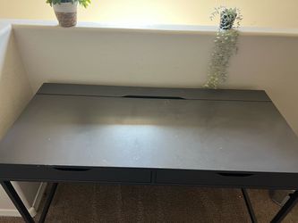 Gray Desk with Two Drawers