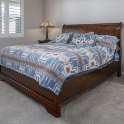 King Bed Frame, Solid Wood,  With Box Spring 