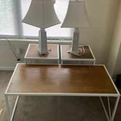 Nautical Wood End Tables, Lamps And Coffee Table
