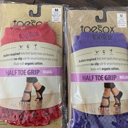 toesox Halftoe Grip Socks NEW Yoga Medium Large