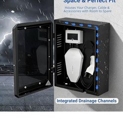 Outdoor electric vehicle charger enclosure with password lock, steel floor-standing electric vehicle charging protective box, tempered glass front pan