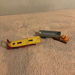 Vintage Majorette Gravel Hauler With Semi Plus Car Hauler Trailer 1/64