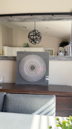 Modern Geometric String Art Wall Piece with an Acrylic Cover.