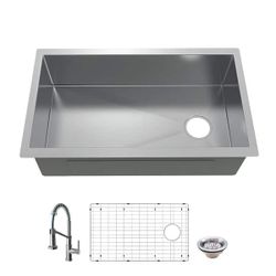 Glacier Bay
Professional Zero Radius 36 in. Undermount Single Bowl 16 Gauge Stainless Steel Kitchen Sink with Spring Neck Faucet