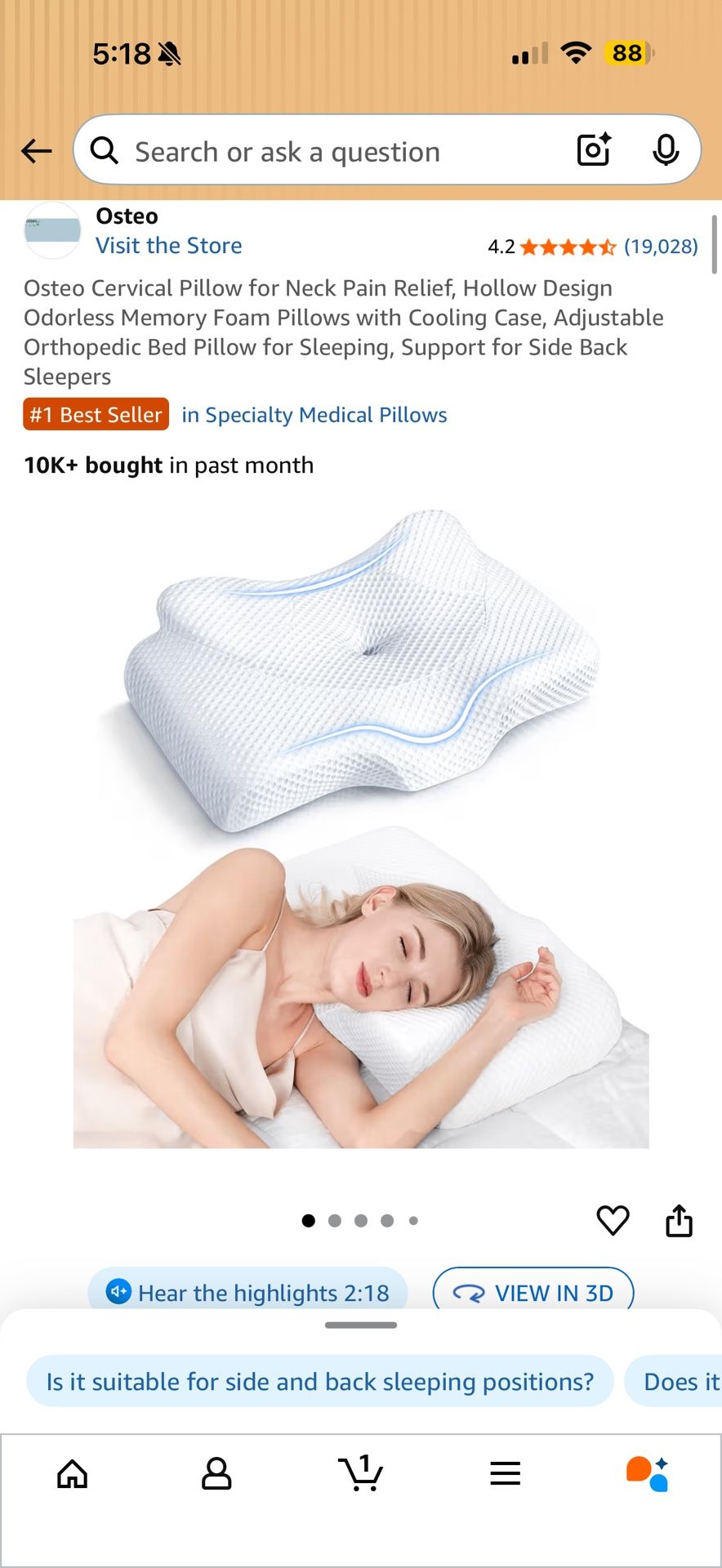 Osteo Cervical Pillow for Neck Pain Relief