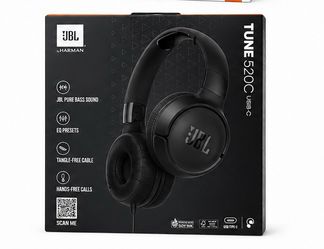 JBL Tune 520C USB-C Wired On-Ear Headphones - Black Digital to Analog Converter | JBL Pure Bass Sound | Hands-Free Calls
