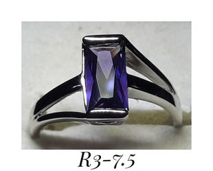10k White Gold Filled Amethyst Statement Ring. Size 7.5