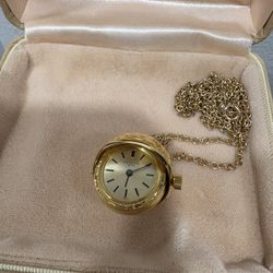 Vintage Croton 1878 Orb Watch Pendant Gravity Ball Swiss gold chain