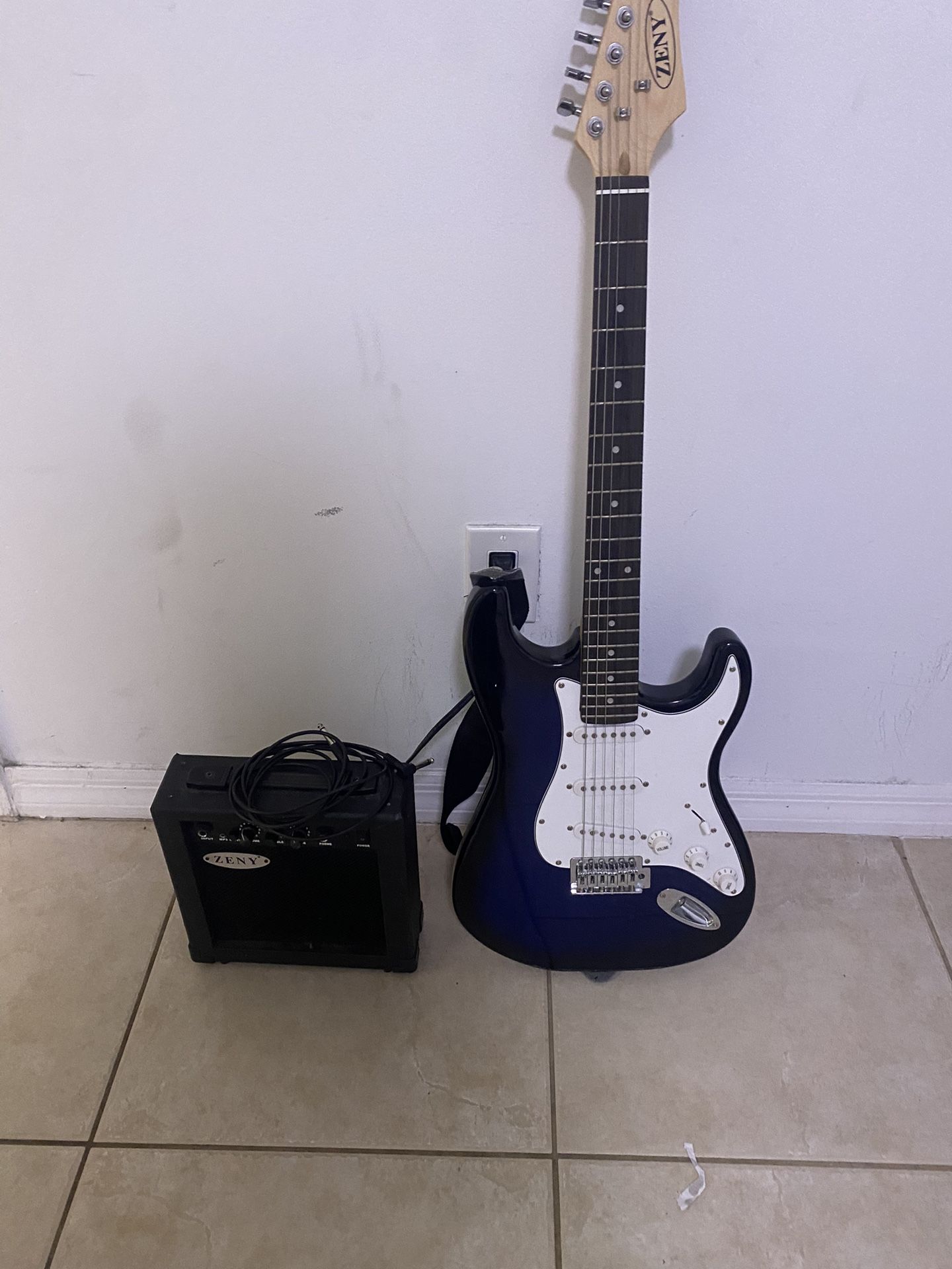 Electric Guitar with shoulder strap