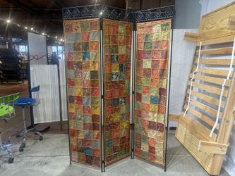 Boho Sequin Embroidered Patchwork 3-Panel Room Divider