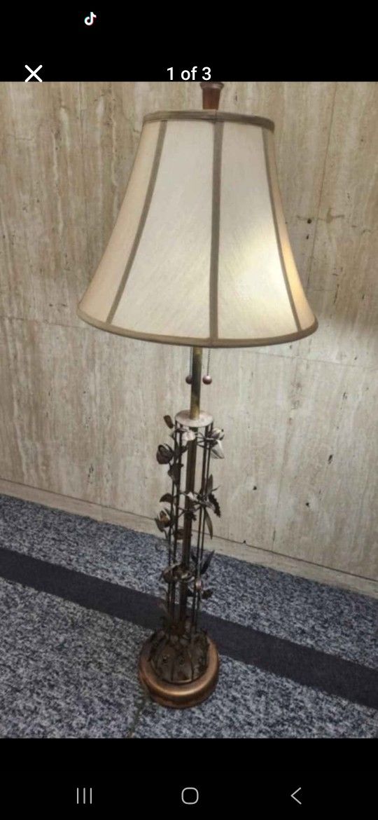  vintage Italian tole floral floor lamp. 