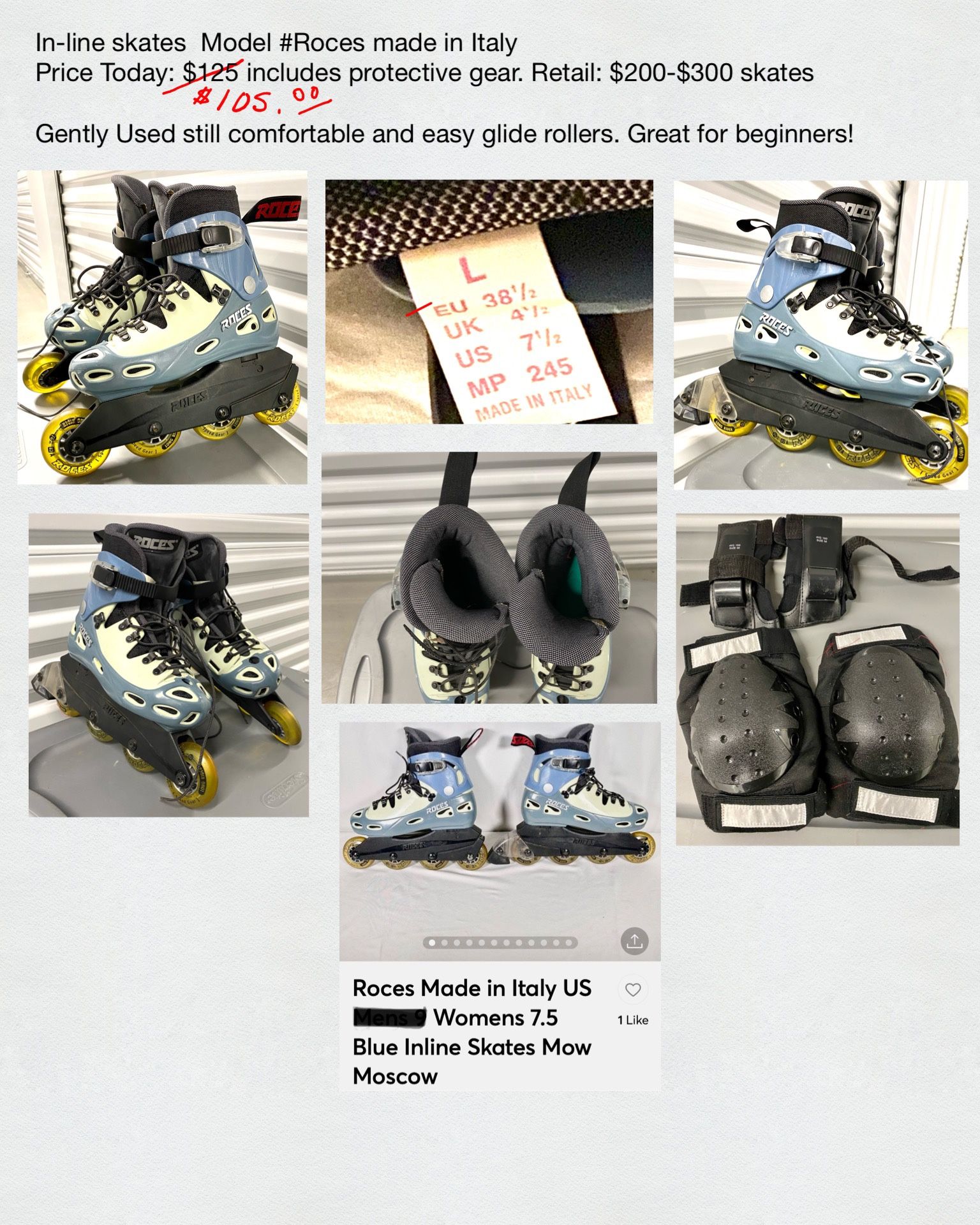 Skates In-line By Roces Women’s Size 7 1/2