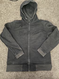 RETRO Carhartt Womens Ash Spell Out Zip Up Hoodie Sweatshirt Size MEDIUM