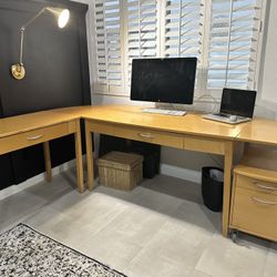Beautiful Desk, Credenza & Filing Cabinet Set