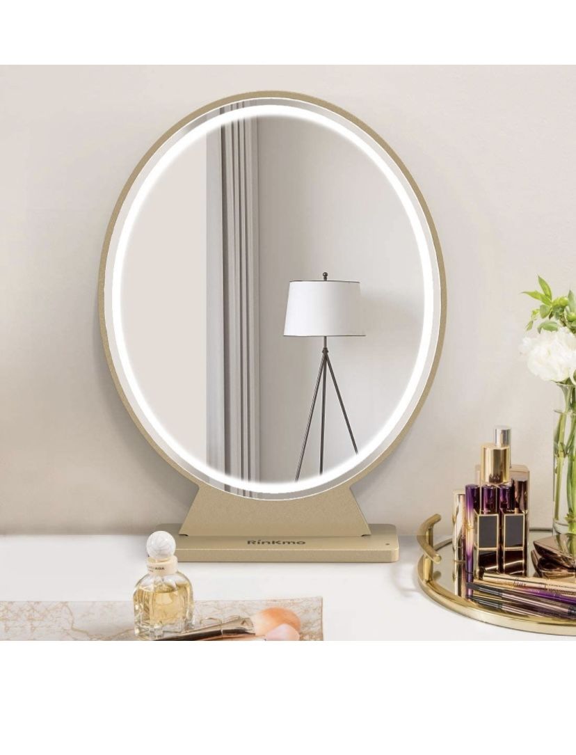 Large vanity makeup mirror with light, remote control, 3 color adjustable brightness 