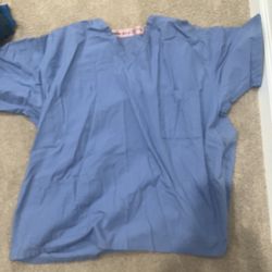 American Dawn XL Blue Scrub Top Shirt 