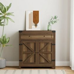 Modern Farmhouse Storage Cabinet, Wood Kitchen Buffet Sideboard with Drawer and Shelf, Coffee brand new in box $90 G57（2）