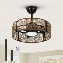 Caged Ceiling Fans with Lights Chandelier