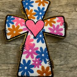 Flower Cross Chenille Iron Patches
