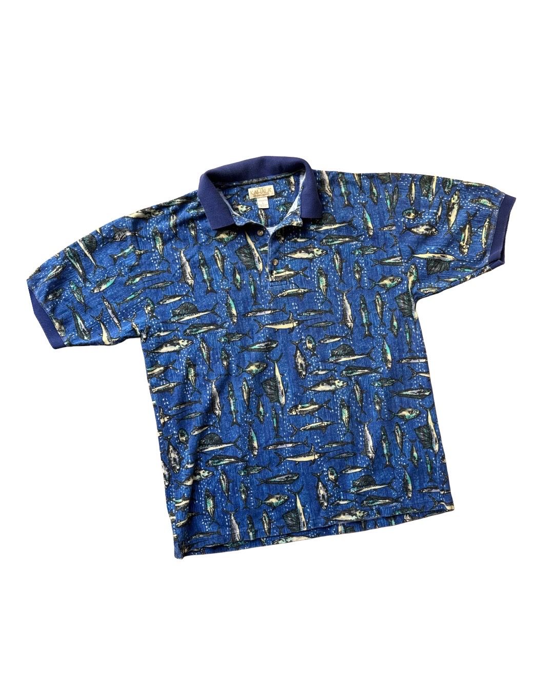 Vintage Kahala Shirt Men’s Fish Print Polo