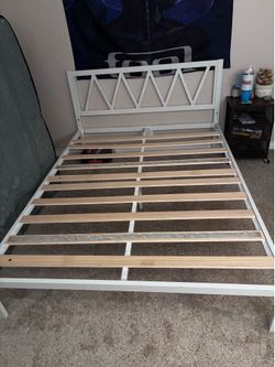 White queen bed frame