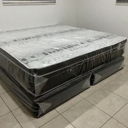 New King Pillowtop Mattress + Box Spring 