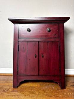 Burgundy nightstand cabinet
